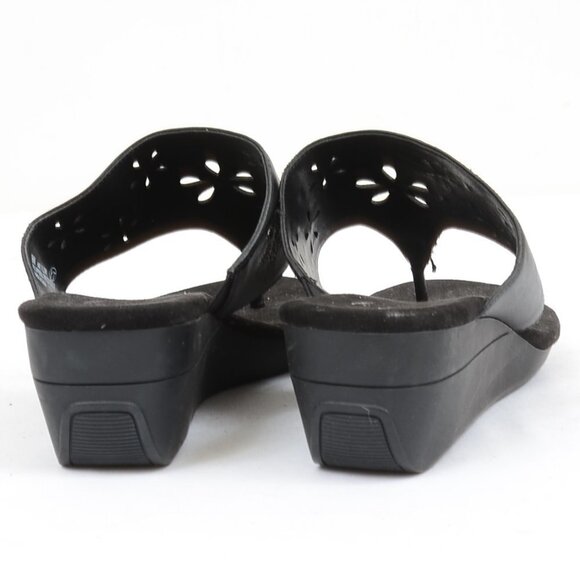 A2 By Aerosoles Air Flow Black Women's Size 9M Wedge Thong Sandals - Picture 5 of 7